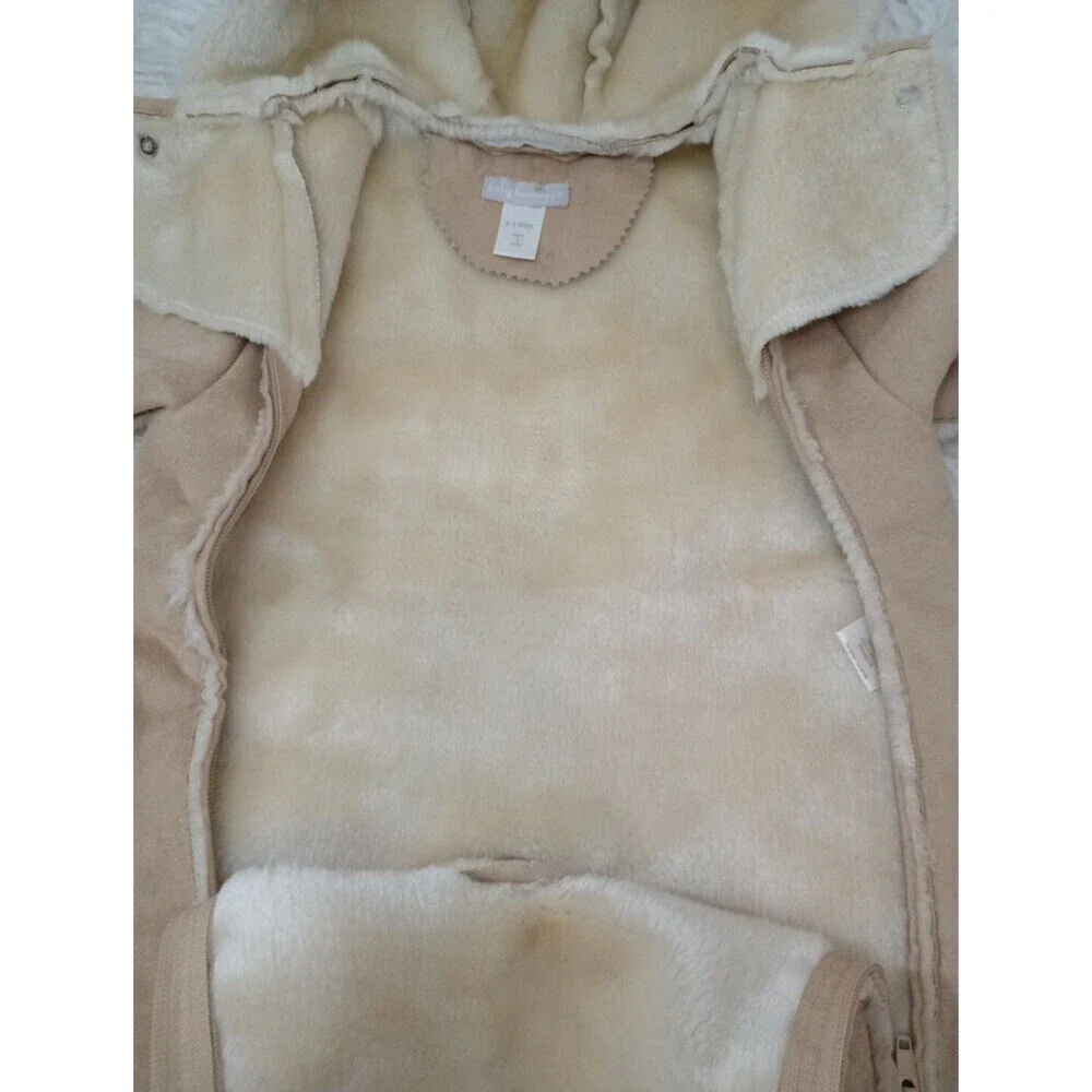The Childrens Place Baby Luxuries Tan Zip Up Button Snow Suit  SuedeLook Sz 0-3